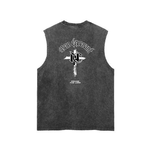 NC "100% JESUS" Snow Washed Frayed Hem Tank Top