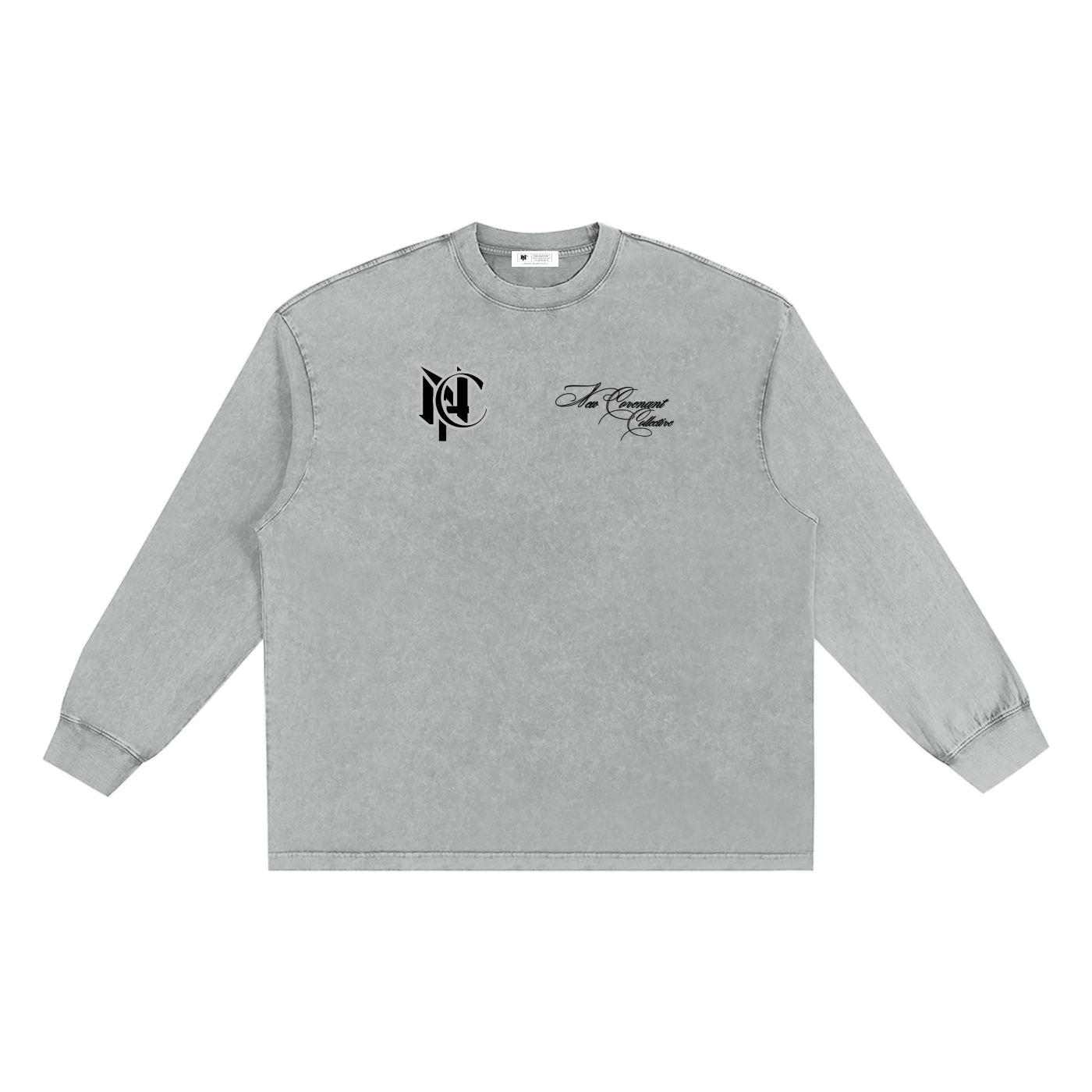 "SAVED" Long Sleeve Snow Washed Frayed Edge T shirt
