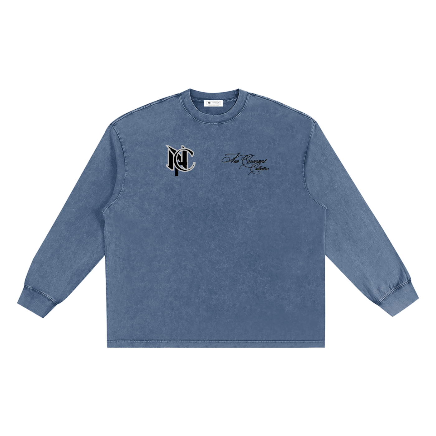 "SAVED" Long Sleeve Snow Washed Frayed Edge T shirt